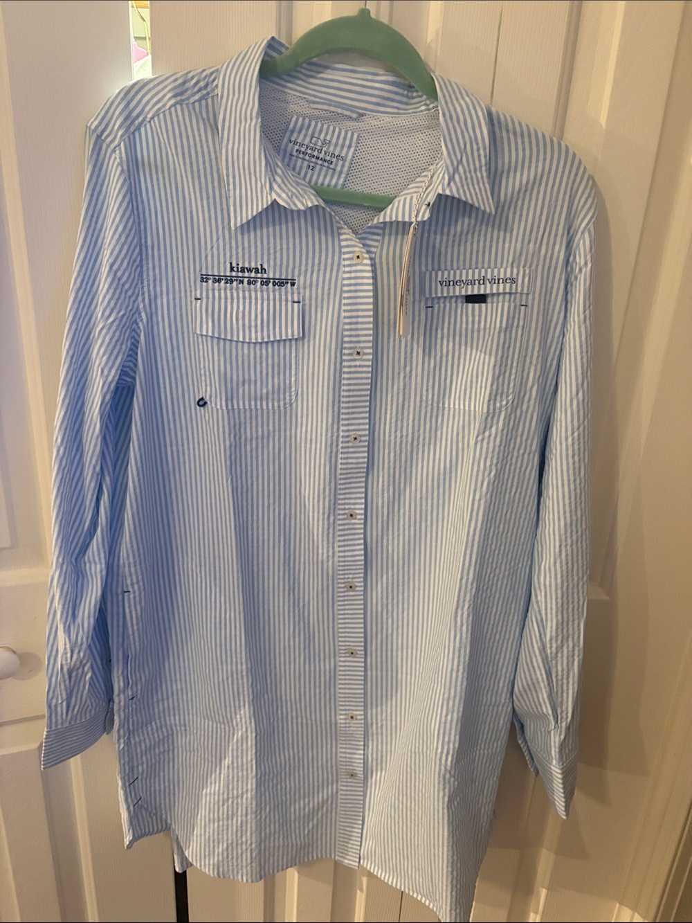 Vineyard Vines Blue & White Striped Button-Front Coverup